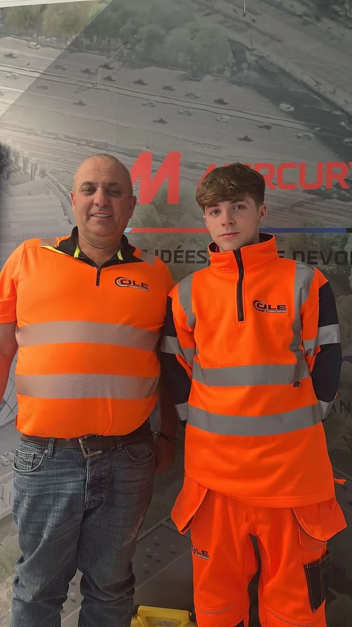 Conor Cole with new apprentice Cathal Dornan on site